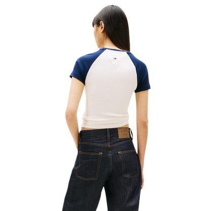 Antique White - Back - Tommy Jeans Womens-Ladies Fruit Slim T-Shirt
