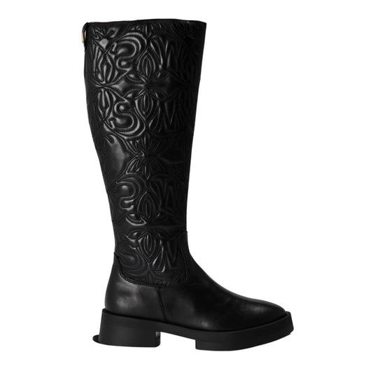 Black - Front - Steve Madden Womens-Ladies Malisha Leather Knee-High Boots