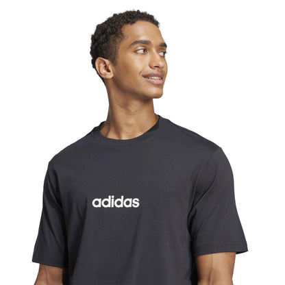 Black - Side - Adidas Mens Essentials Logo Single Jersey T-Shirt