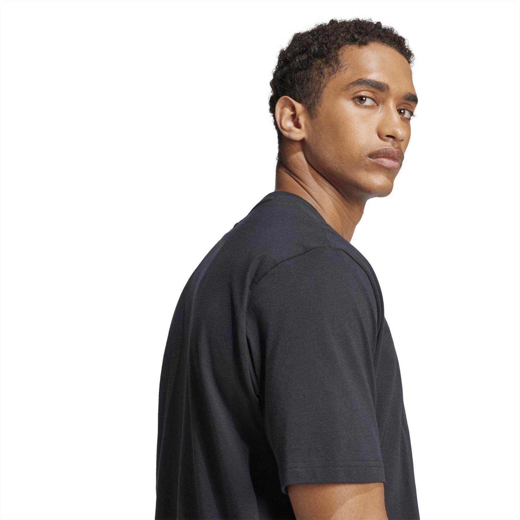 Black - Lifestyle - Adidas Mens Essentials Logo Single Jersey T-Shirt