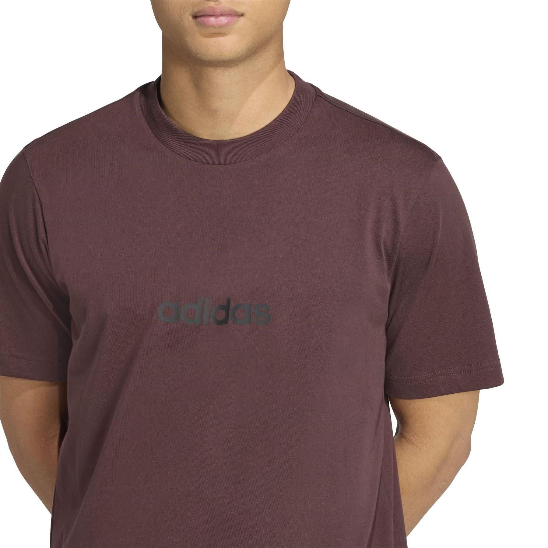 Brown - Side - Adidas Mens Essentials Logo Single Jersey T-Shirt