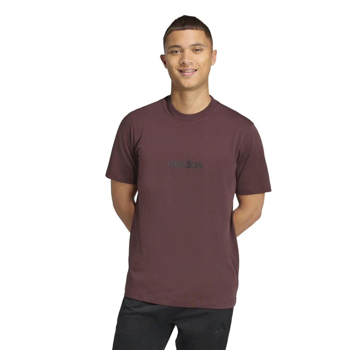Brown - Pack Shot - Adidas Mens Essentials Logo Single Jersey T-Shirt