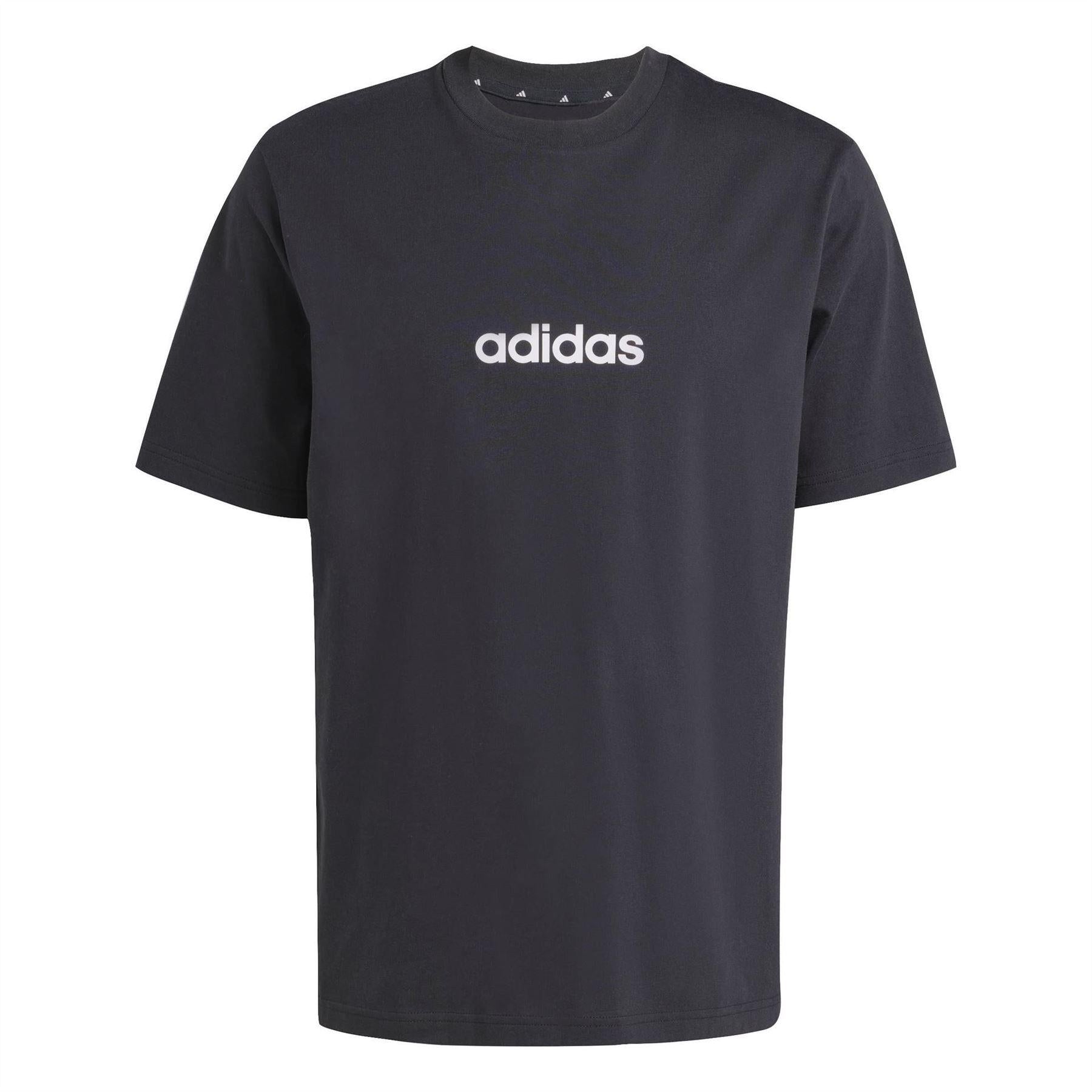 Black - Front - Adidas Mens Essentials Logo Single Jersey T-Shirt