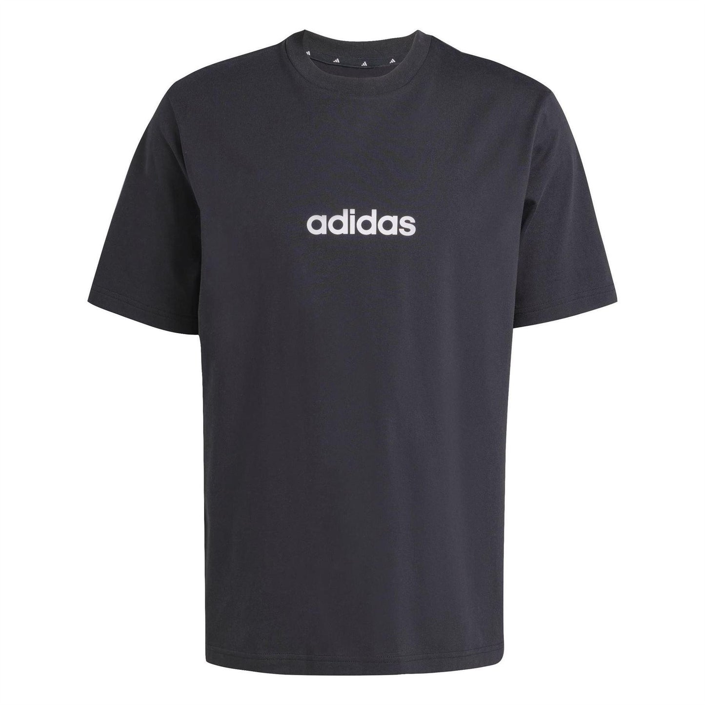 Black - Front - Adidas Mens Essentials Logo Single Jersey T-Shirt