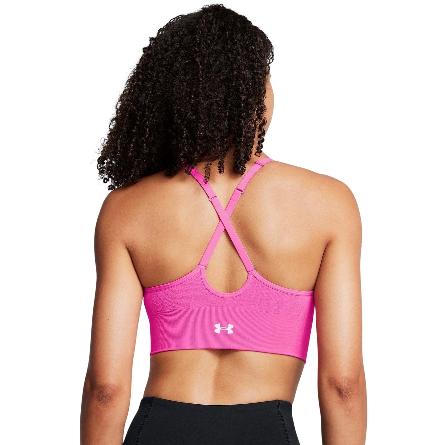 Pink-White - Lifestyle - Under Armour Womens-Ladies Seamless Spaghetti Strap Sports Bra