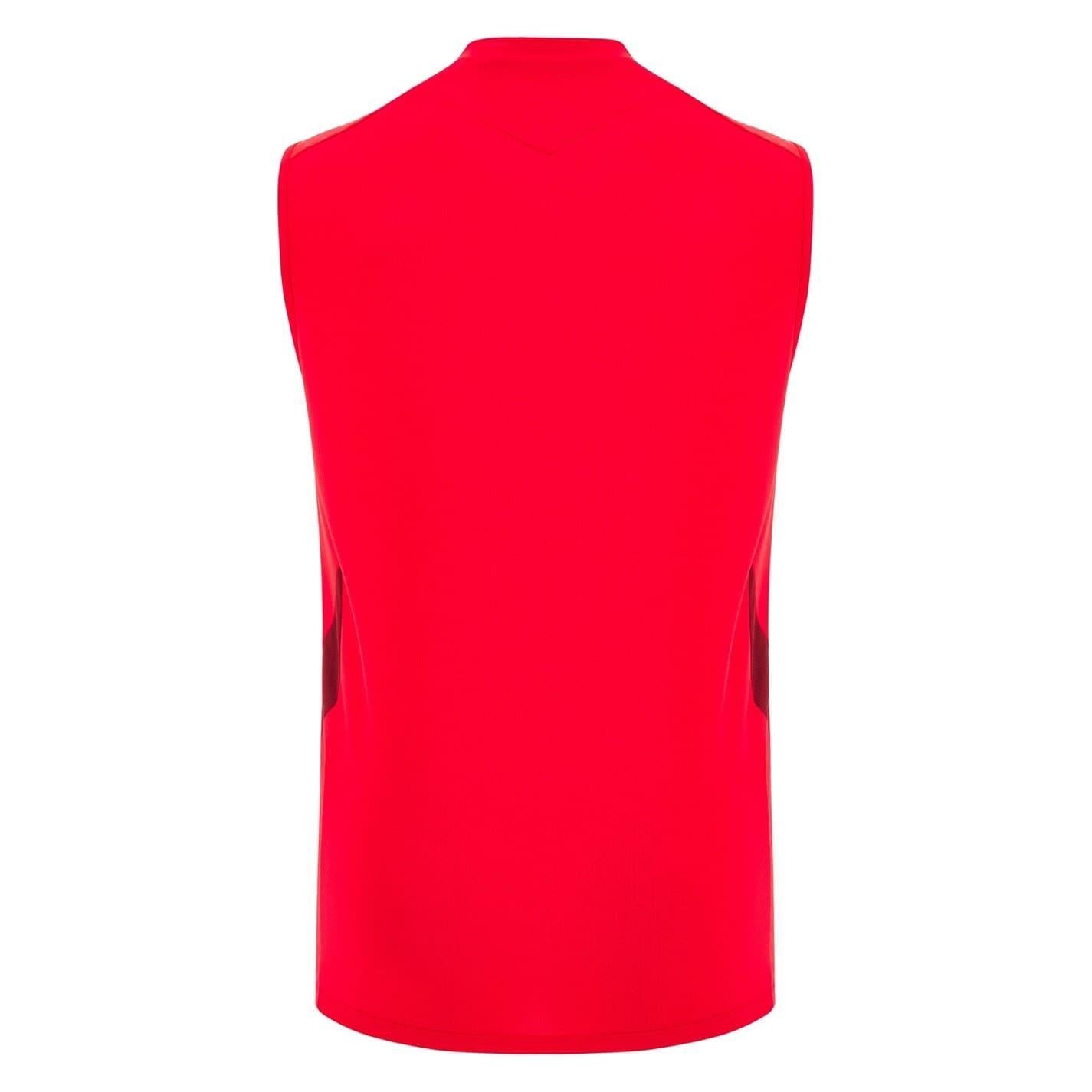 Red - Back - Macron Mens 2025 Wales RU Sleeveless Rugby Shirt