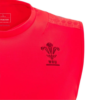 Red - Side - Macron Mens 2025 Wales RU Sleeveless Rugby Shirt