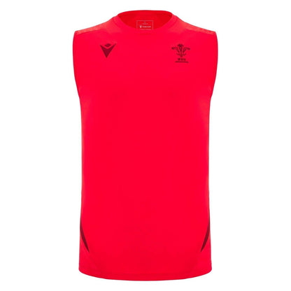 Red - Front - Macron Mens 2025 Wales RU Sleeveless Rugby Shirt