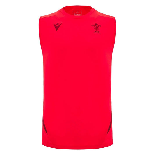 Red - Front - Macron Mens 2025 Wales RU Sleeveless Rugby Shirt