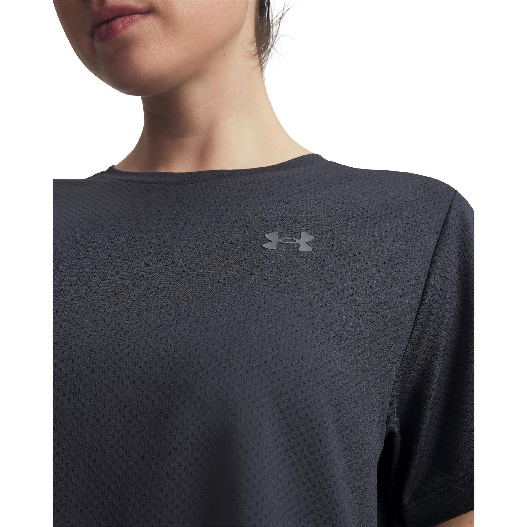 Anthracite - Side - Under Armour Womens-Ladies Explor Trail Run Crop T-Shirt