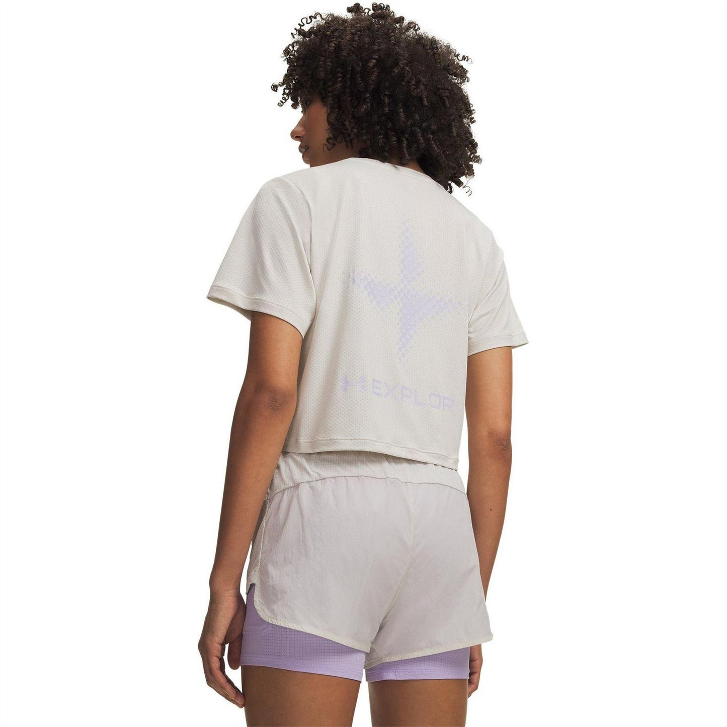 White-Purple - Back - Under Armour Womens-Ladies Explor Trail Run Crop T-Shirt