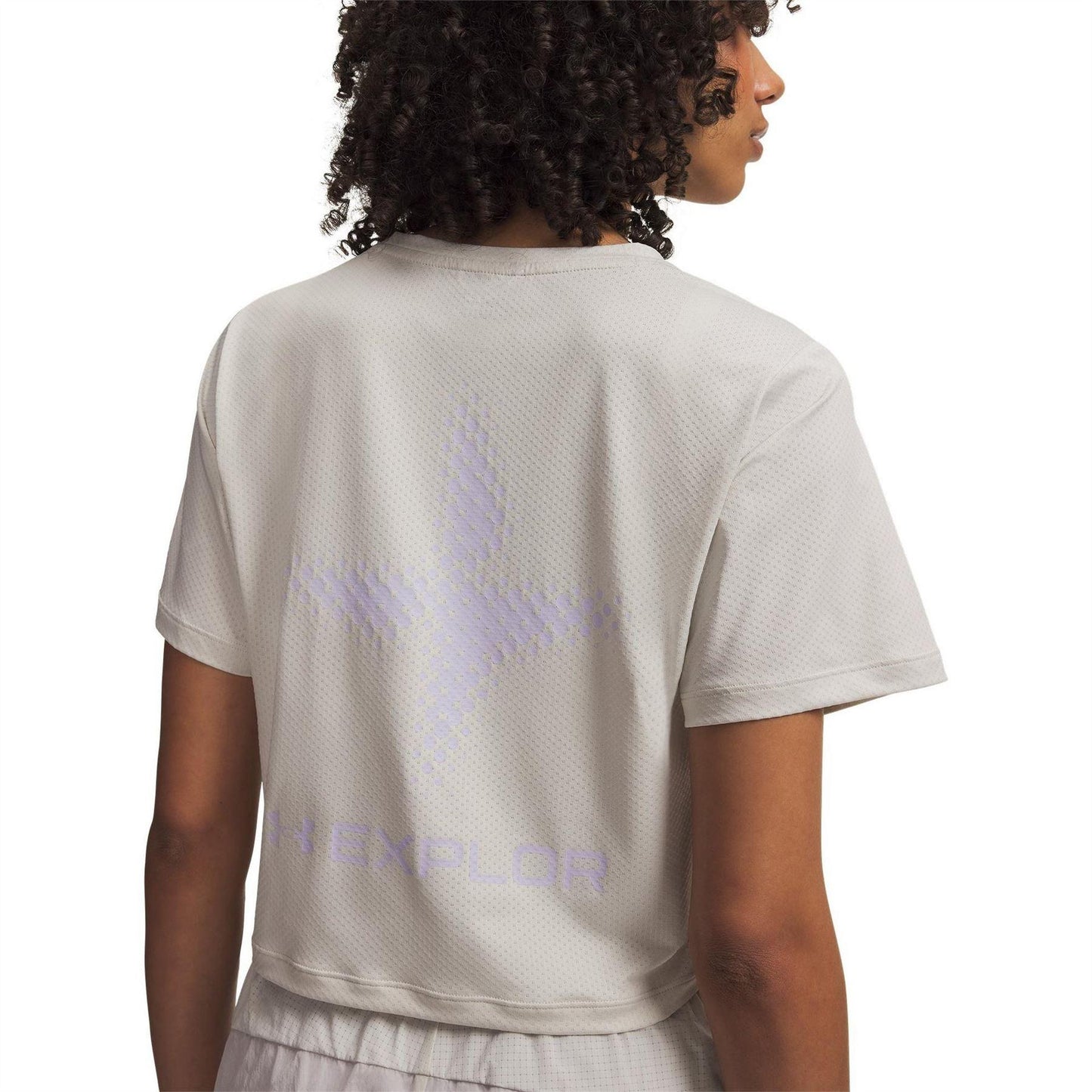 White-Purple - Side - Under Armour Womens-Ladies Explor Trail Run Crop T-Shirt