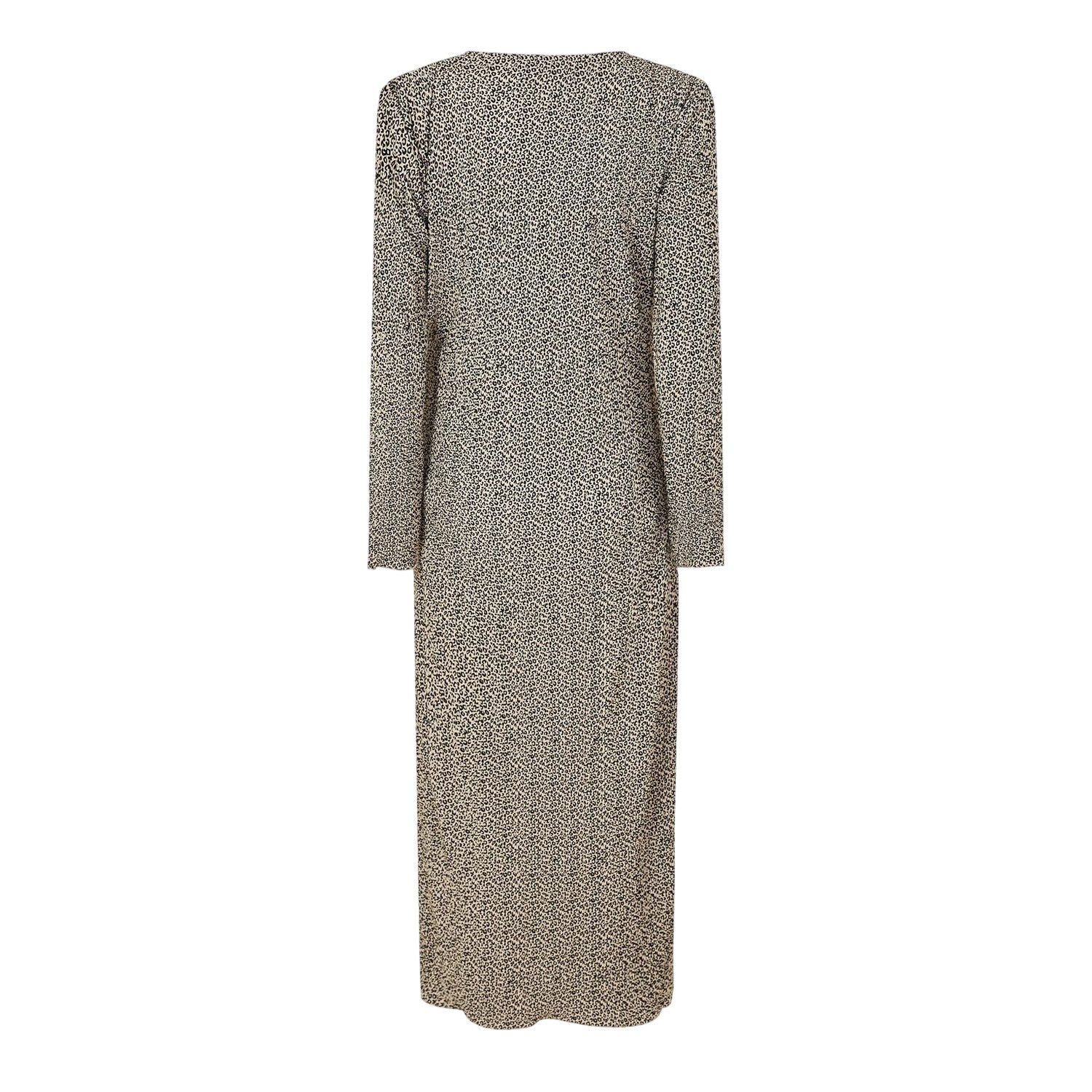Natural - Back - Pieces Womens-Ladies Animal Print Long-Sleeved Midi Dress