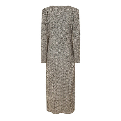Natural - Back - Pieces Womens-Ladies Animal Print Long-Sleeved Midi Dress