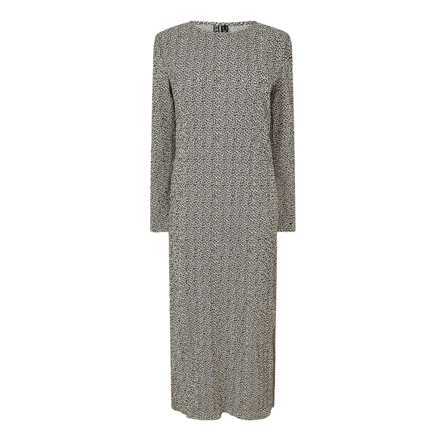Natural - Front - Pieces Womens-Ladies Animal Print Long-Sleeved Midi Dress