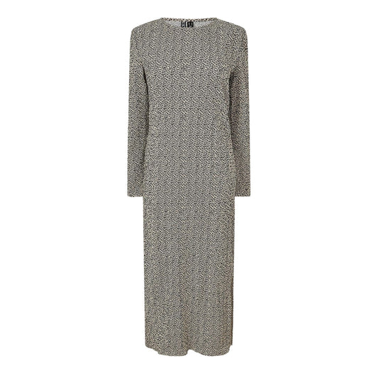 Natural - Front - Pieces Womens-Ladies Animal Print Long-Sleeved Midi Dress