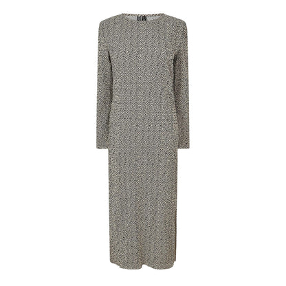 Natural - Front - Pieces Womens-Ladies Animal Print Long-Sleeved Midi Dress