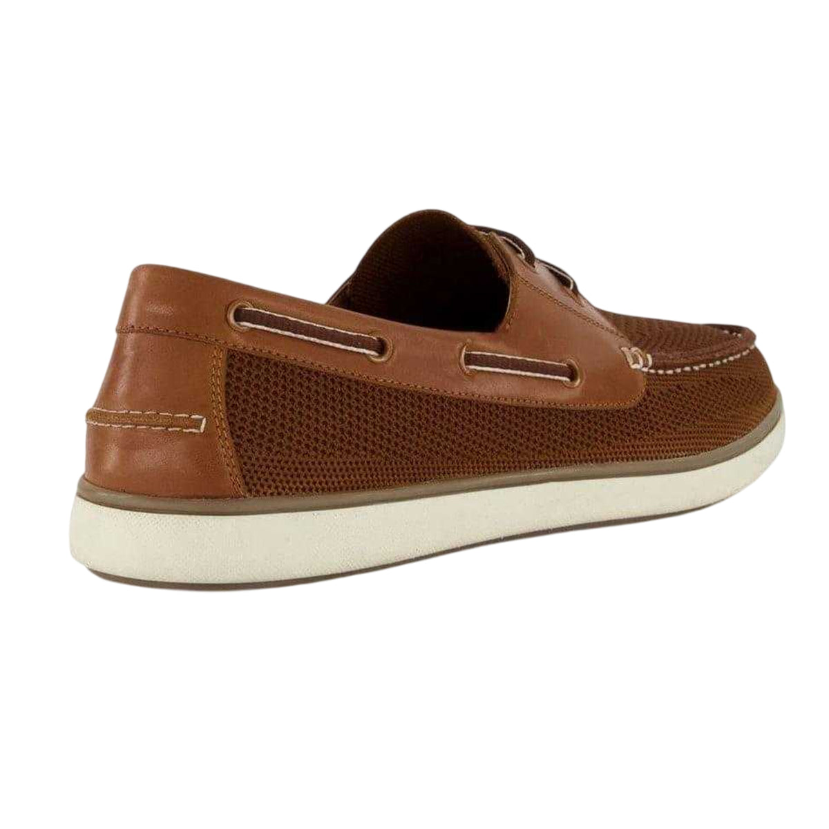 Tan - Back - Dune London Mens Textured Leather Flat Boat Shoes