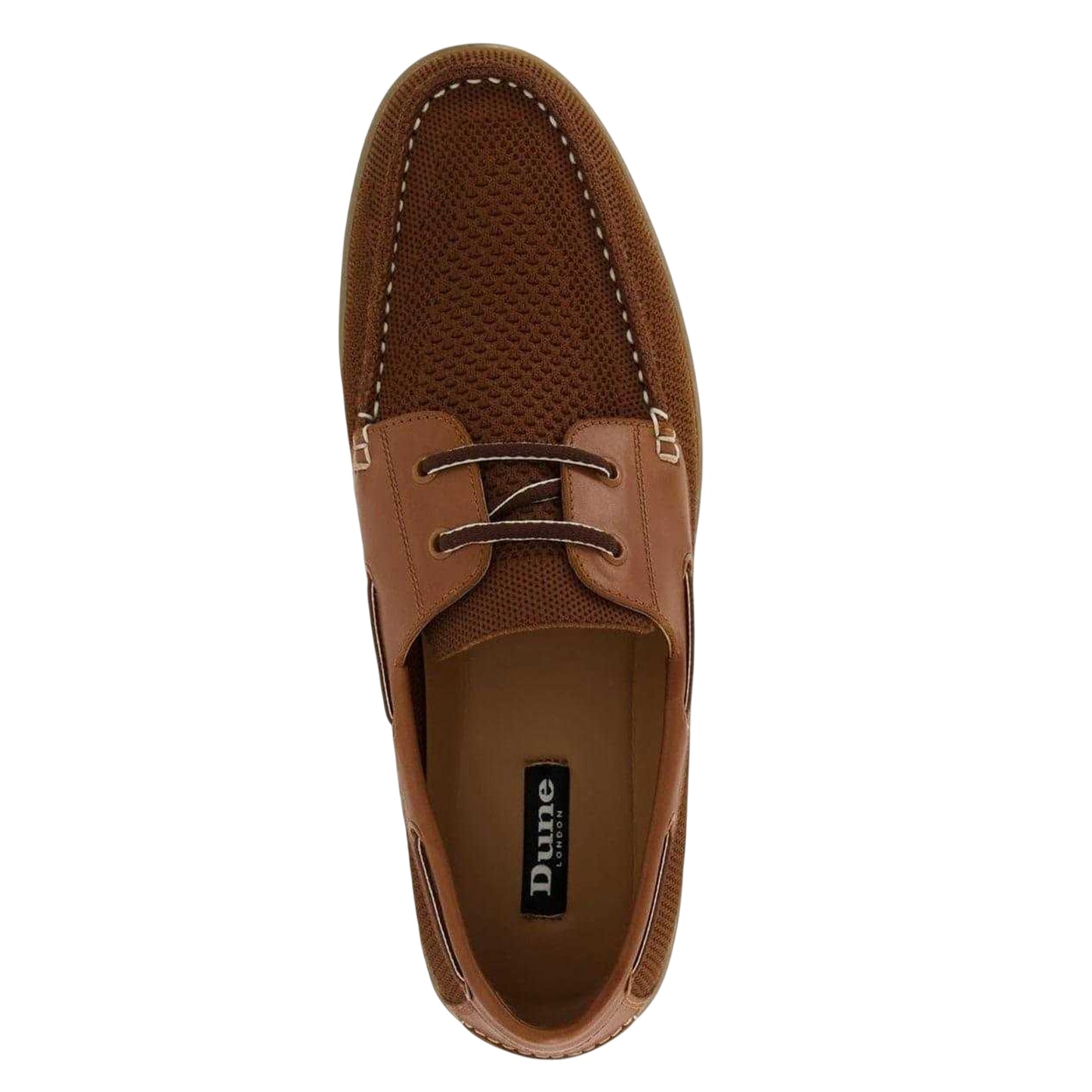 Tan - Side - Dune London Mens Textured Leather Flat Boat Shoes