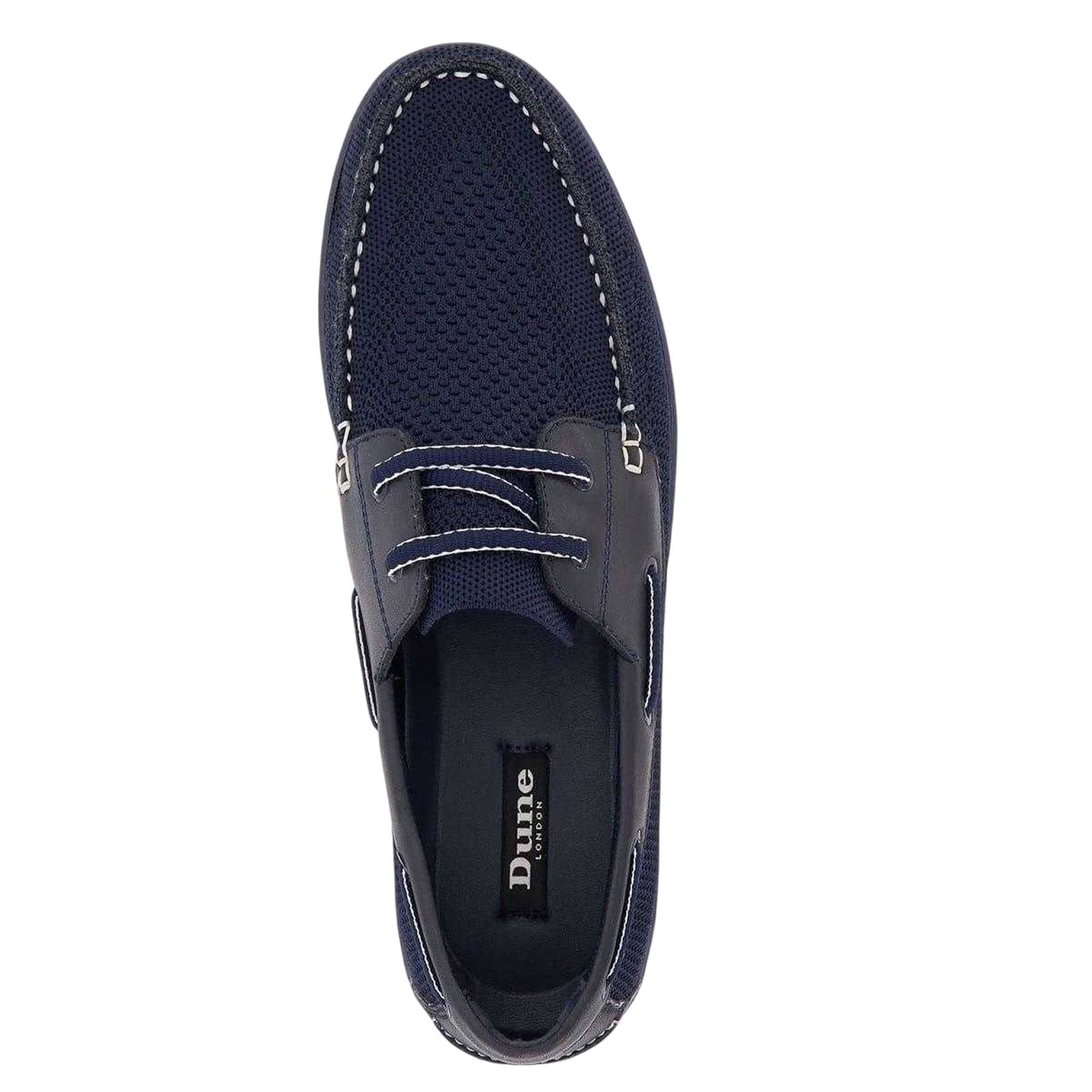Navy - Side - Dune London Mens Textured Leather Flat Boat Shoes