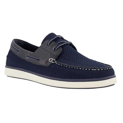 Navy - Lifestyle - Dune London Mens Textured Leather Flat Boat Shoes