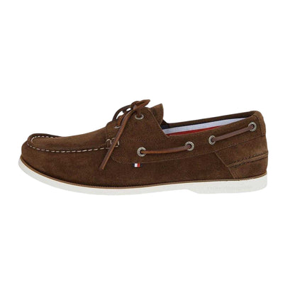 Brown - Back - Tommy Hilfiger Mens Cow Suede Flat Boat Shoes