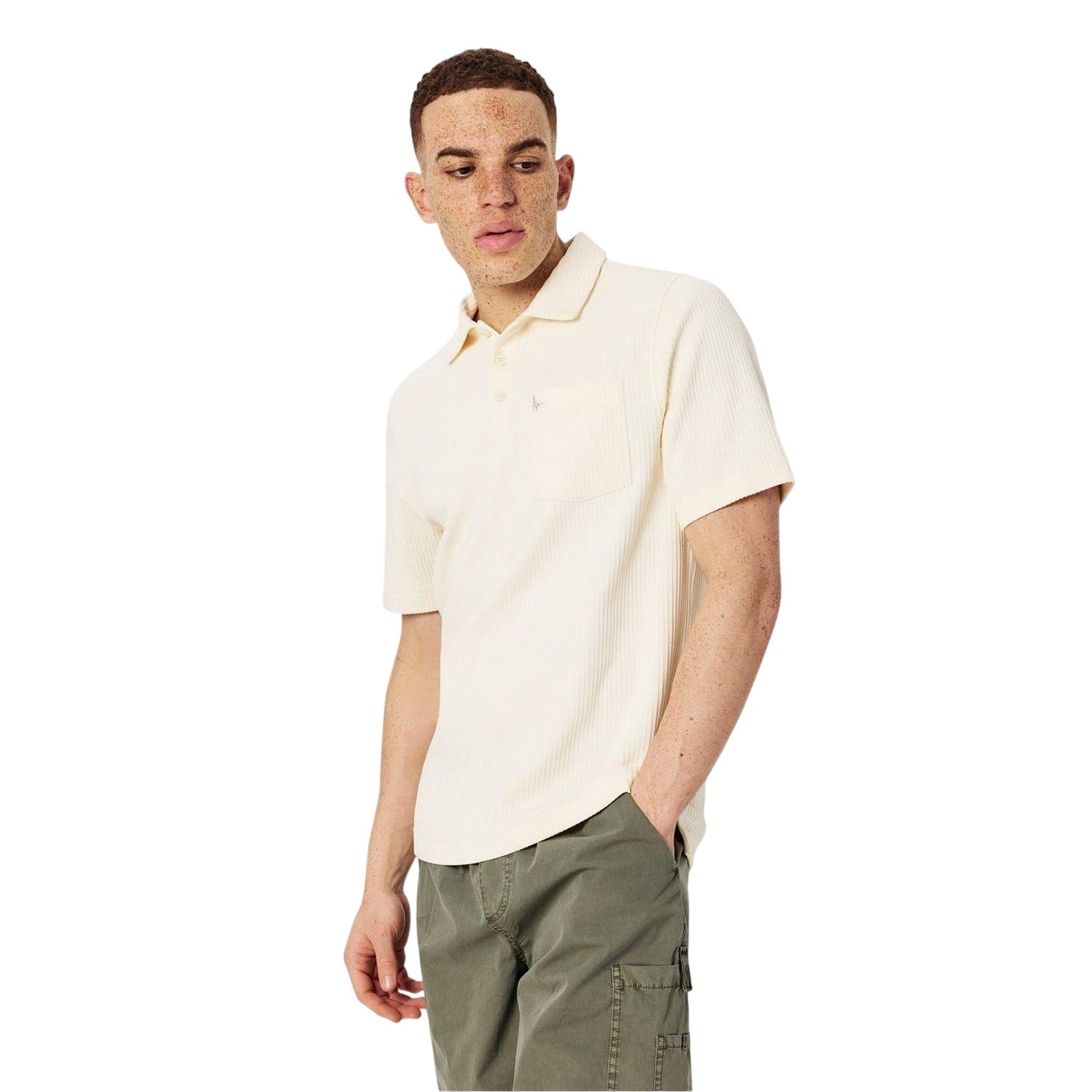 White - Side - Jack Wills Mens Textured Regular Short-Sleeved Polo Shirt