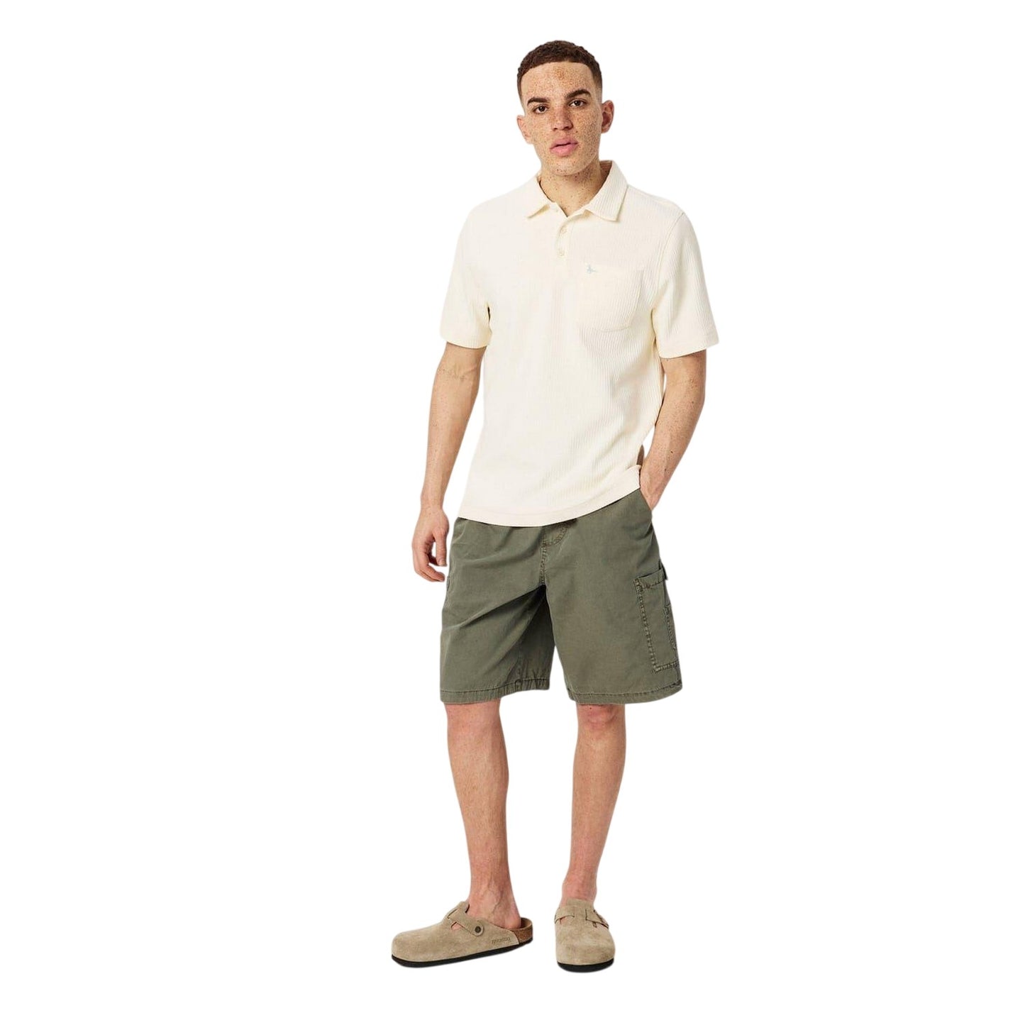 White - Lifestyle - Jack Wills Mens Textured Regular Short-Sleeved Polo Shirt