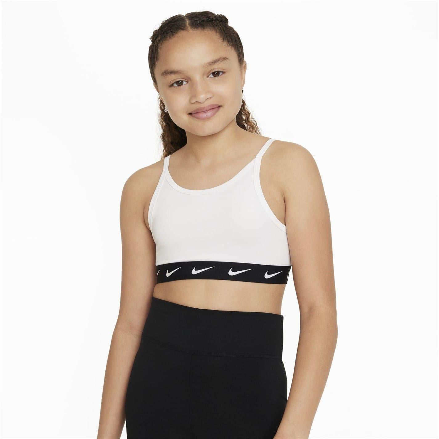 White-Black - Front - Nike Girls One Dri-FIT Sports Bra