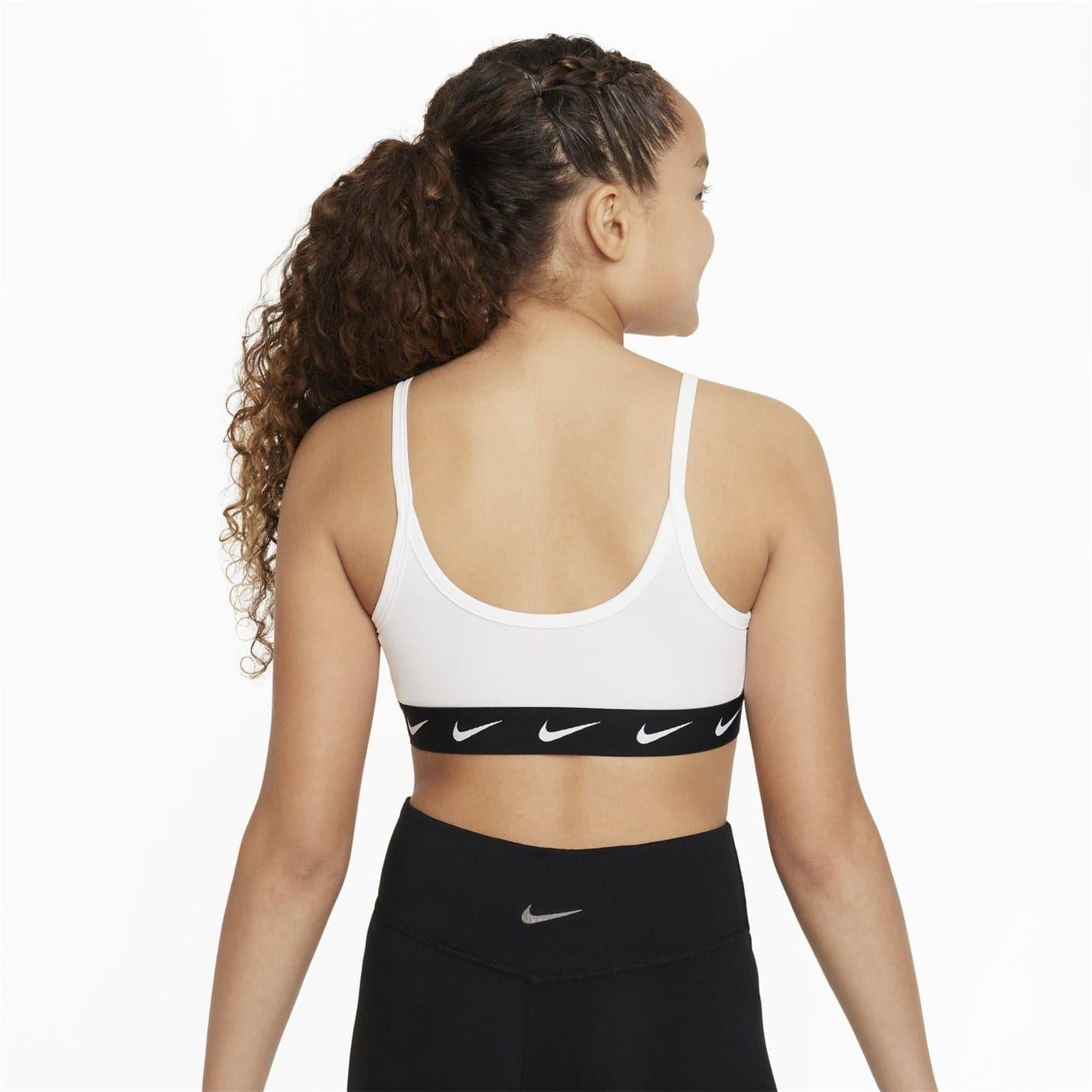 White-Black - Back - Nike Girls One Dri-FIT Sports Bra