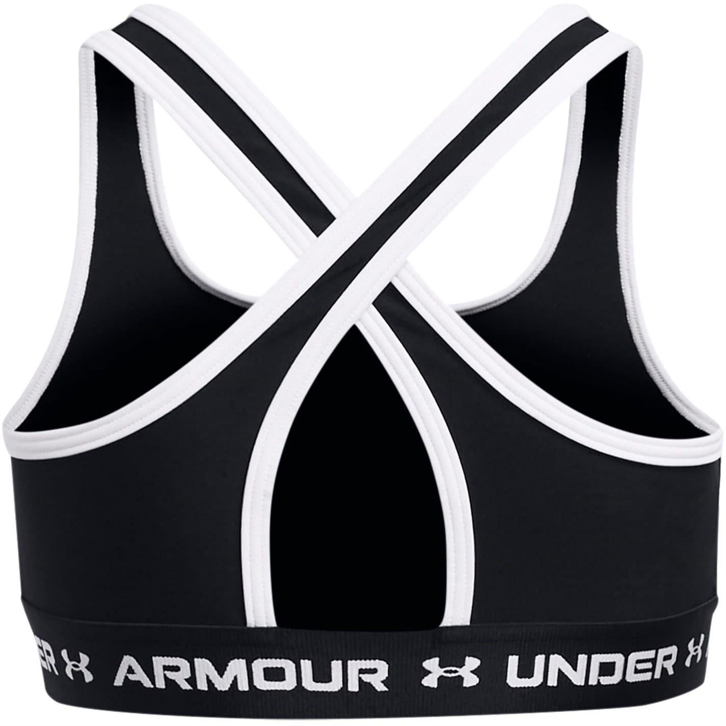 Black-White - Back - Under Armour Girls Cross Back Sports Bra