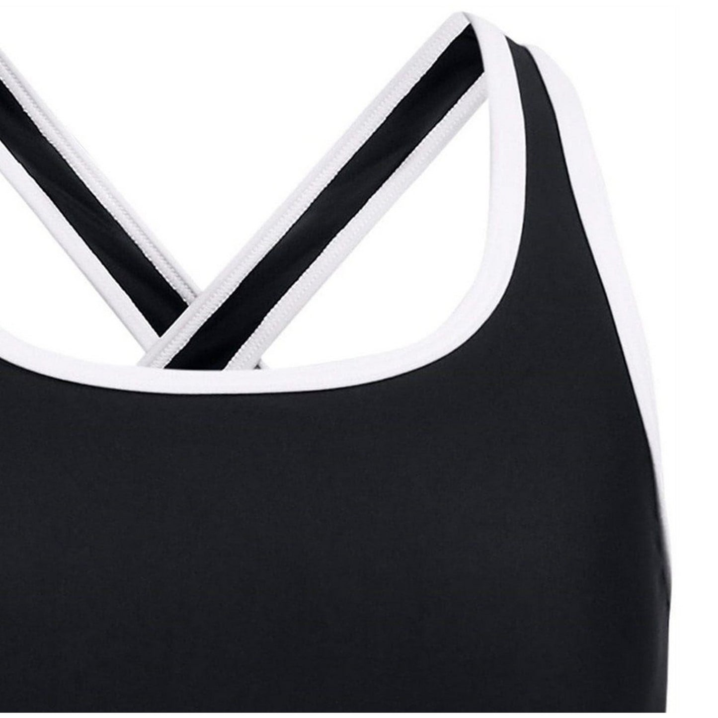 Black-White - Side - Under Armour Girls Cross Back Sports Bra