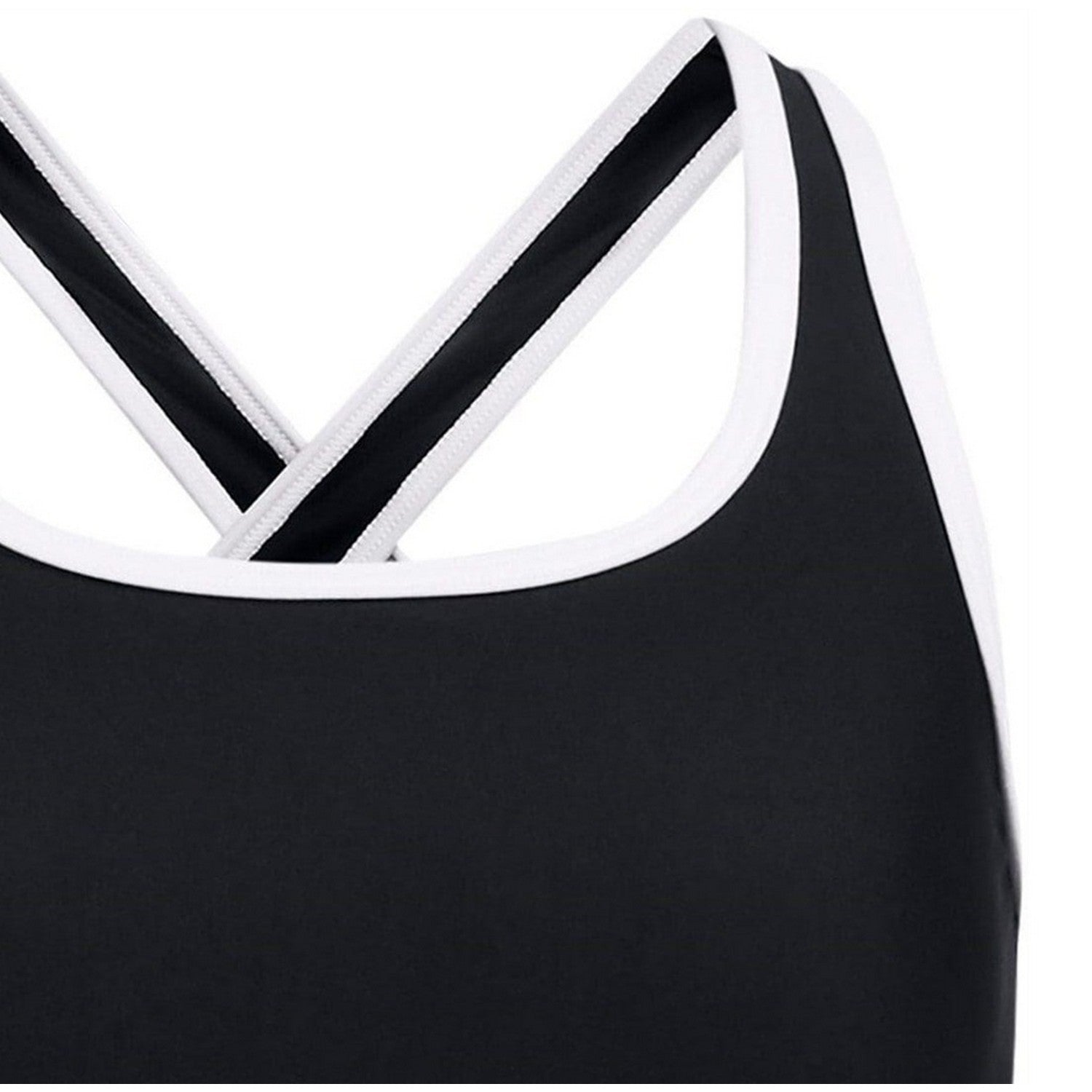Black-White - Side - Under Armour Girls Cross Back Sports Bra