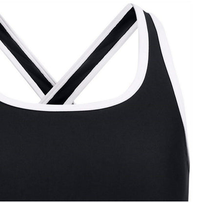 Black-White - Side - Under Armour Girls Cross Back Sports Bra