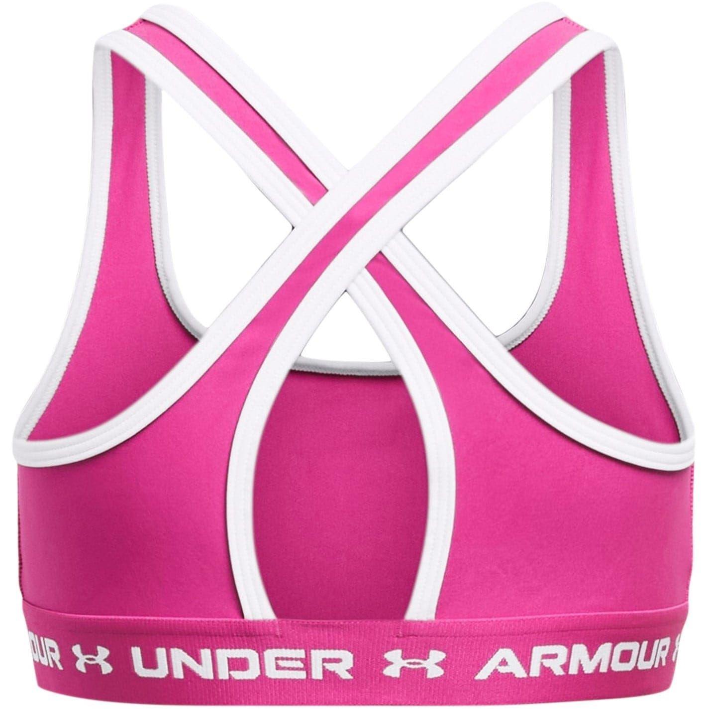 Hot Pink - Back - Under Armour Girls Cross Back Sports Bra