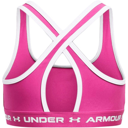 Hot Pink - Back - Under Armour Girls Cross Back Sports Bra