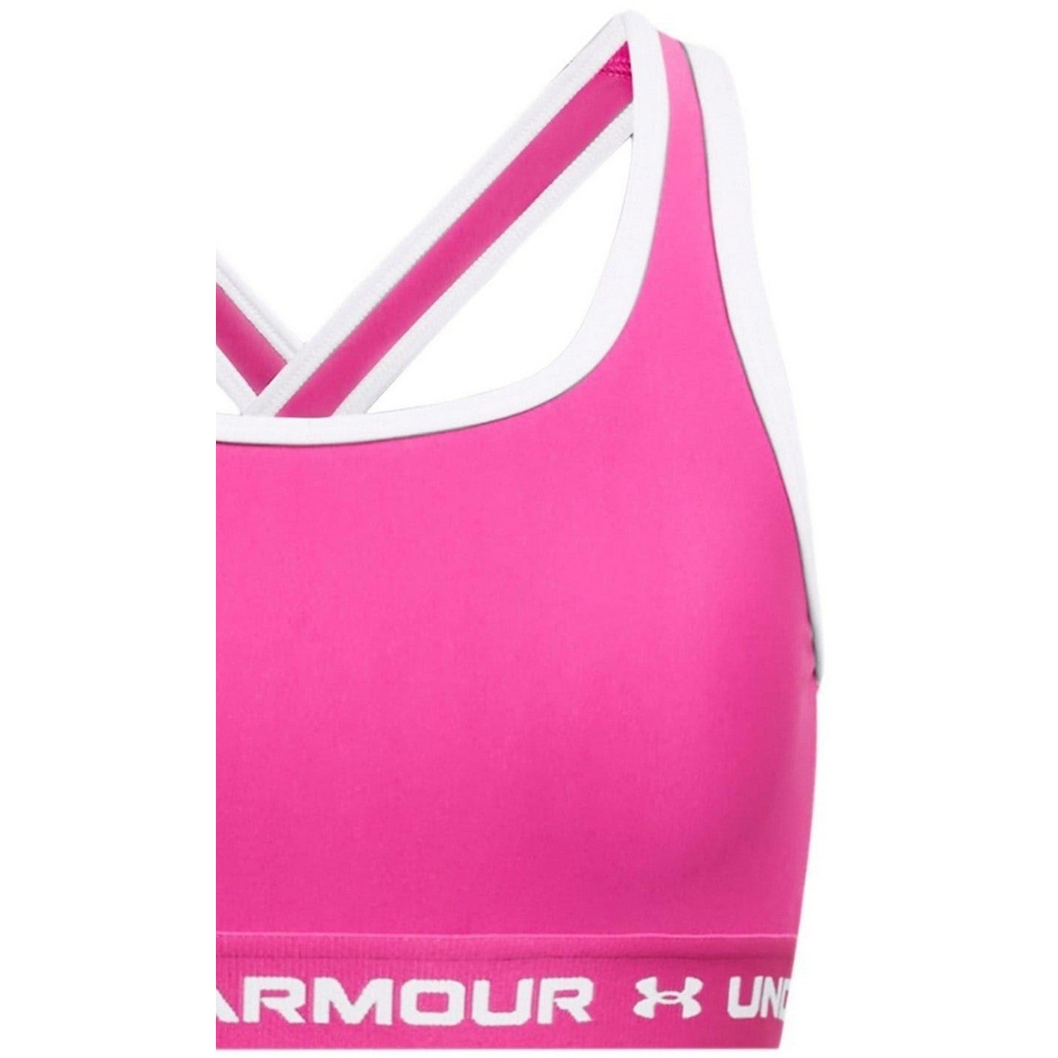 Hot Pink - Side - Under Armour Girls Cross Back Sports Bra