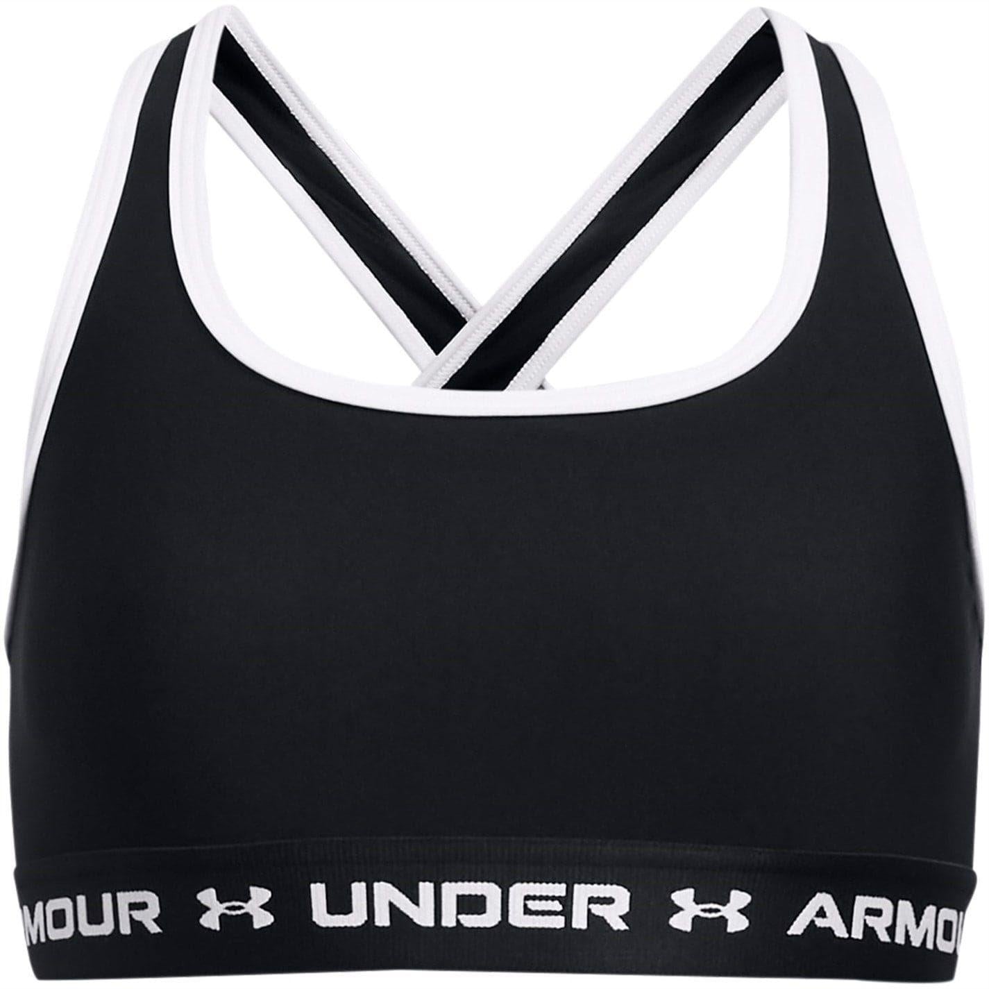 Black-White - Front - Under Armour Girls Cross Back Sports Bra