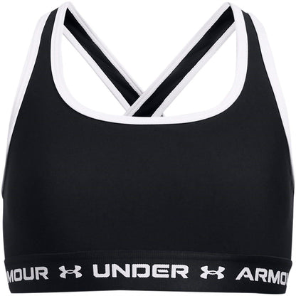 Black-White - Front - Under Armour Girls Cross Back Sports Bra