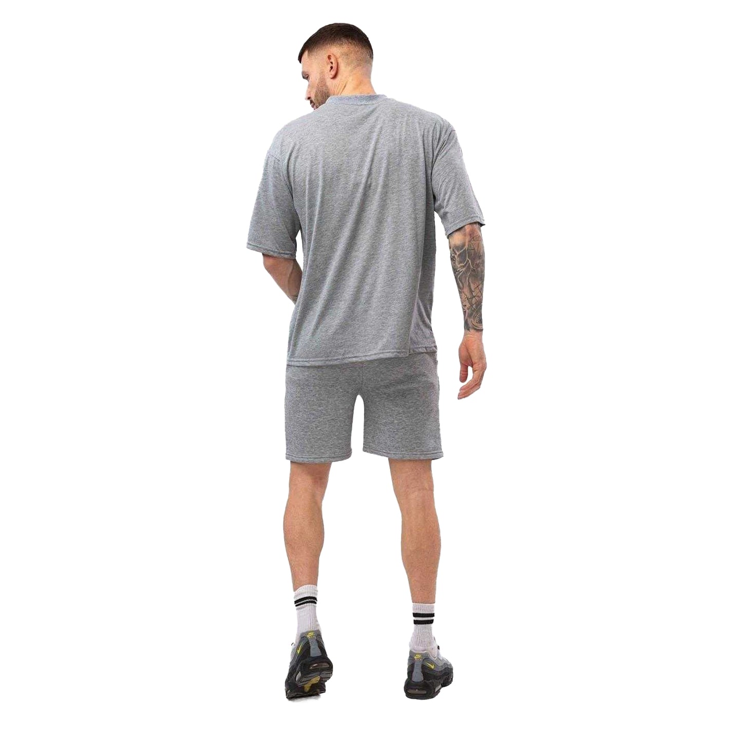 Grey Marl - Back - Hype Mens Letterman Sweat Shorts