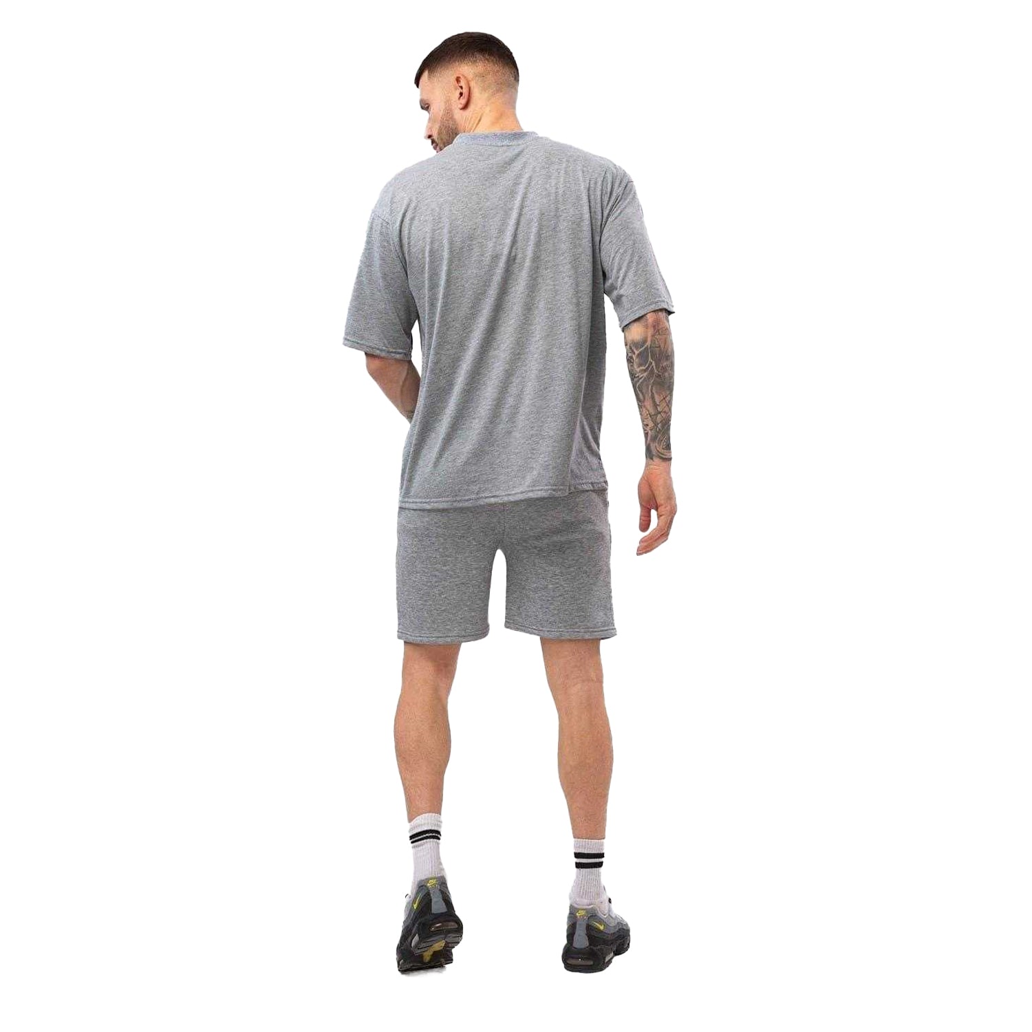 Grey Marl - Back - Hype Mens Letterman Sweat Shorts