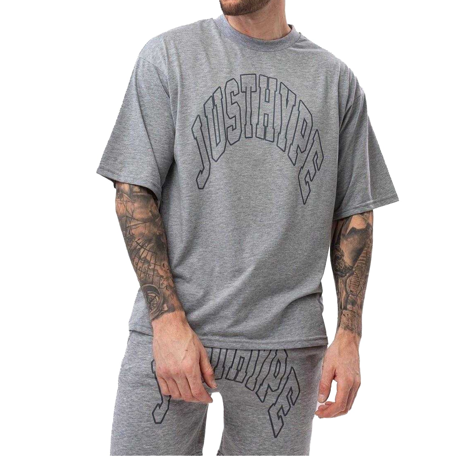 Grey Marl - Side - Hype Mens Letterman Sweat Shorts