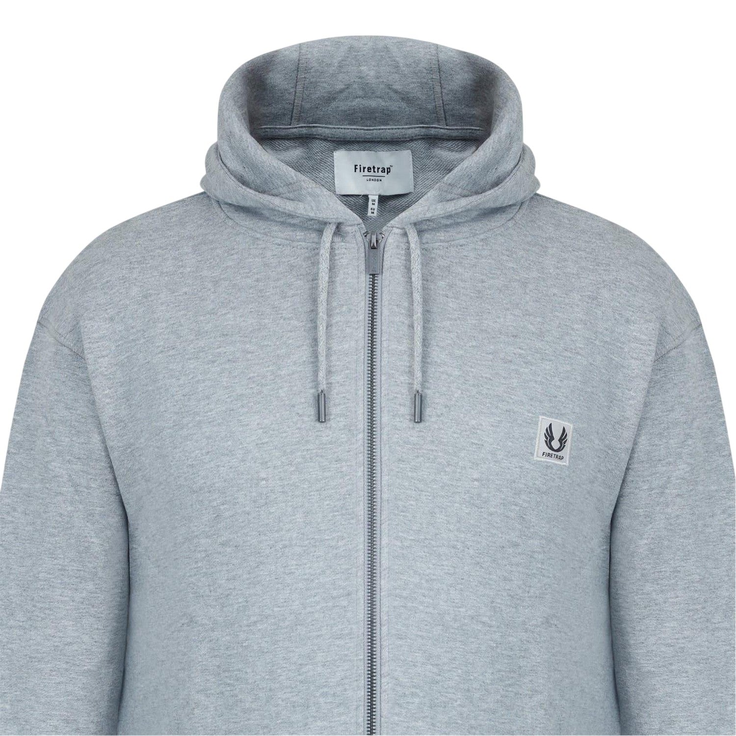 Grey Marl - Side - Firetrap Mens Logo Full Zip Hoodie