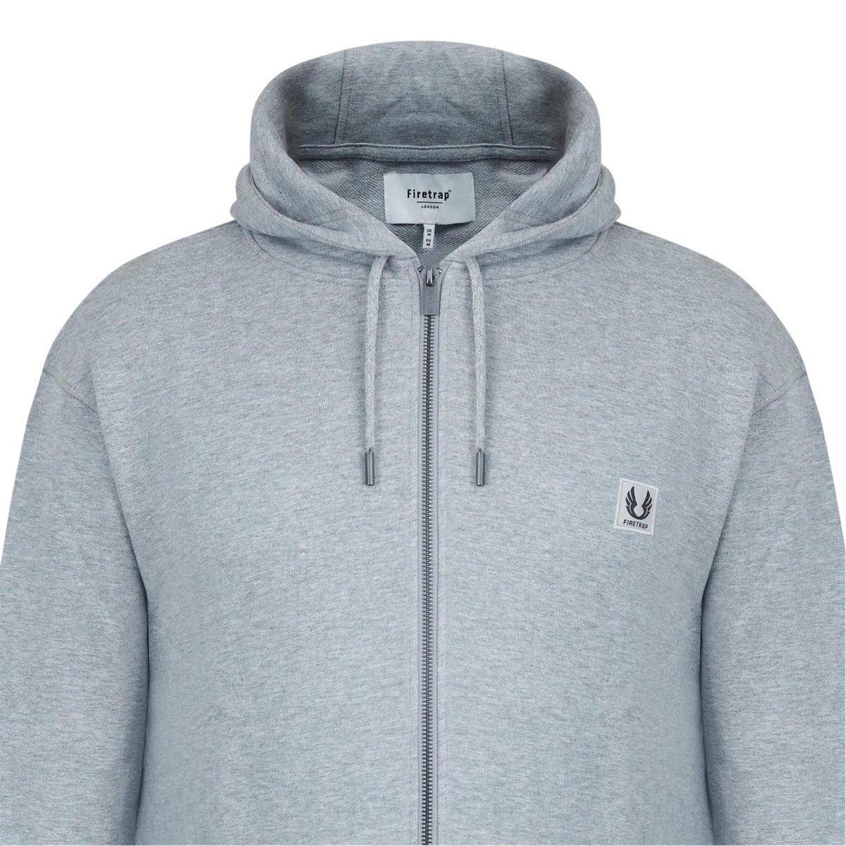 Grey Marl - Side - Firetrap Mens Logo Full Zip Hoodie
