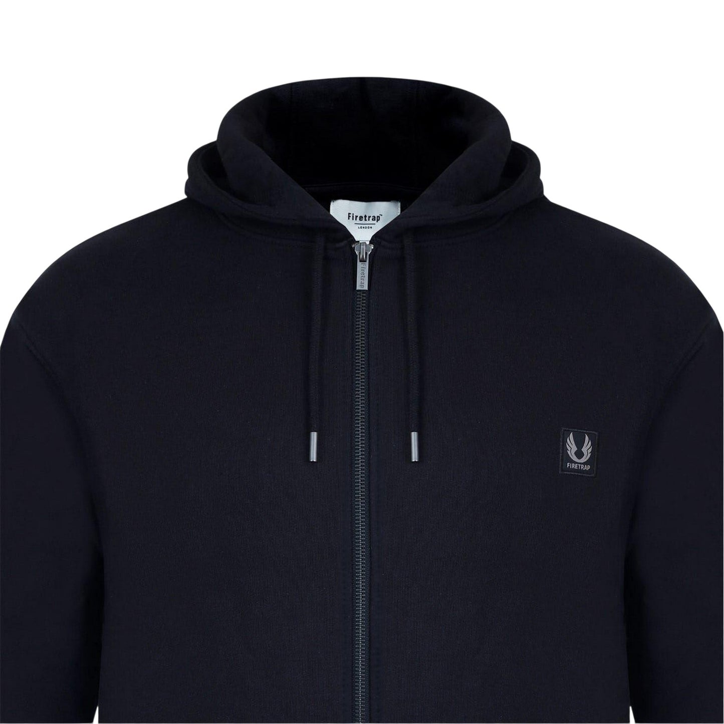 Black - Side - Firetrap Mens Logo Full Zip Hoodie