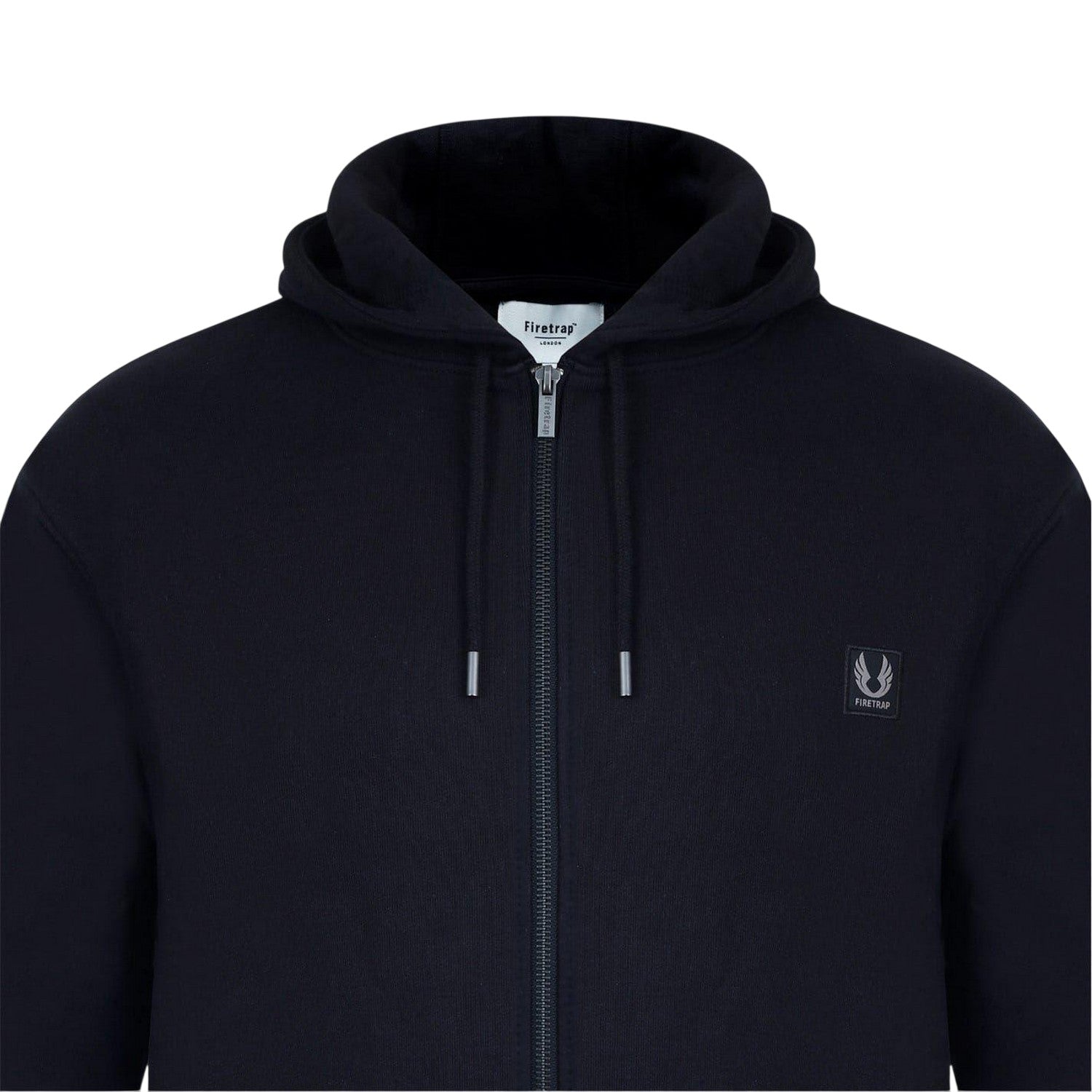 Black - Side - Firetrap Mens Logo Full Zip Hoodie