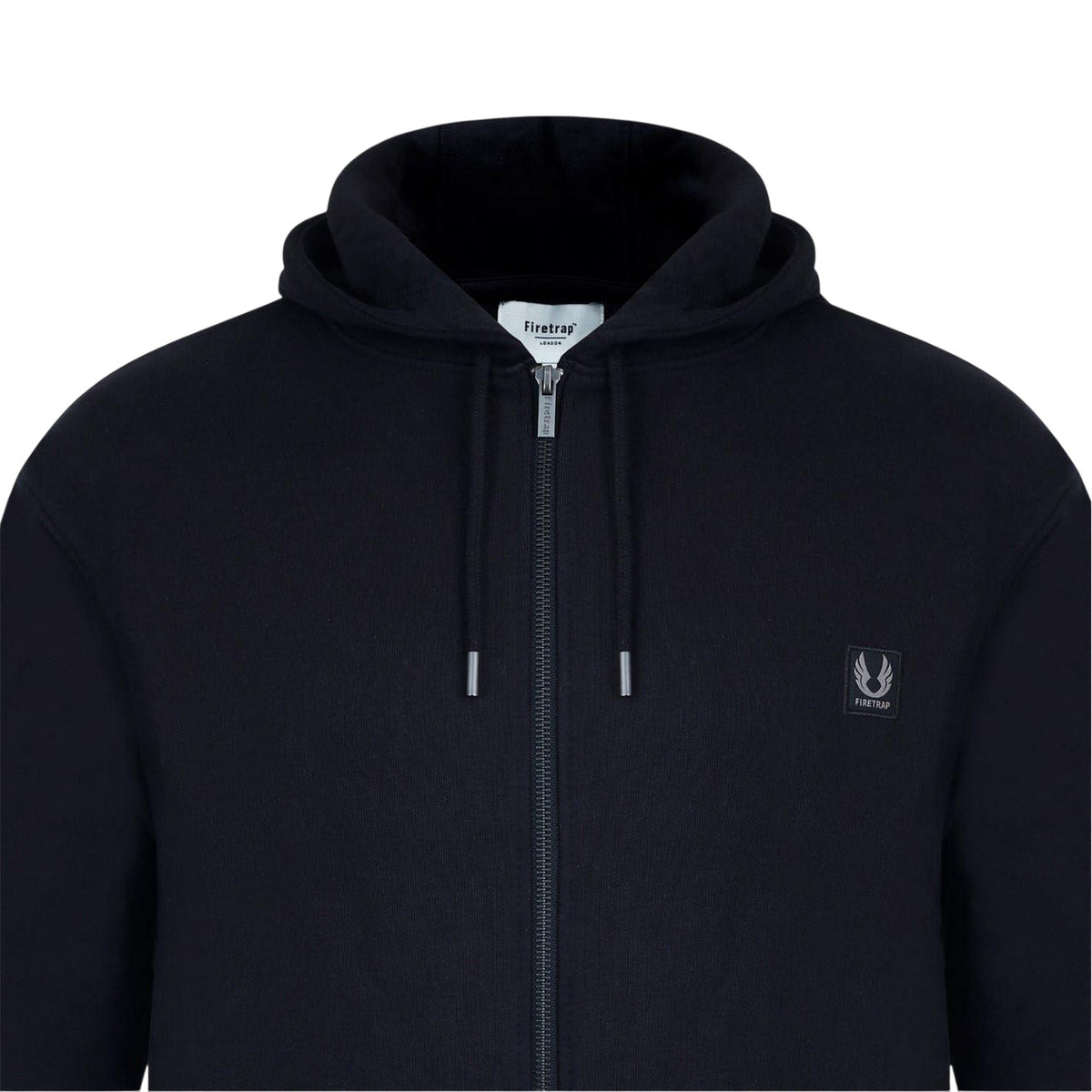 Black - Side - Firetrap Mens Logo Full Zip Hoodie