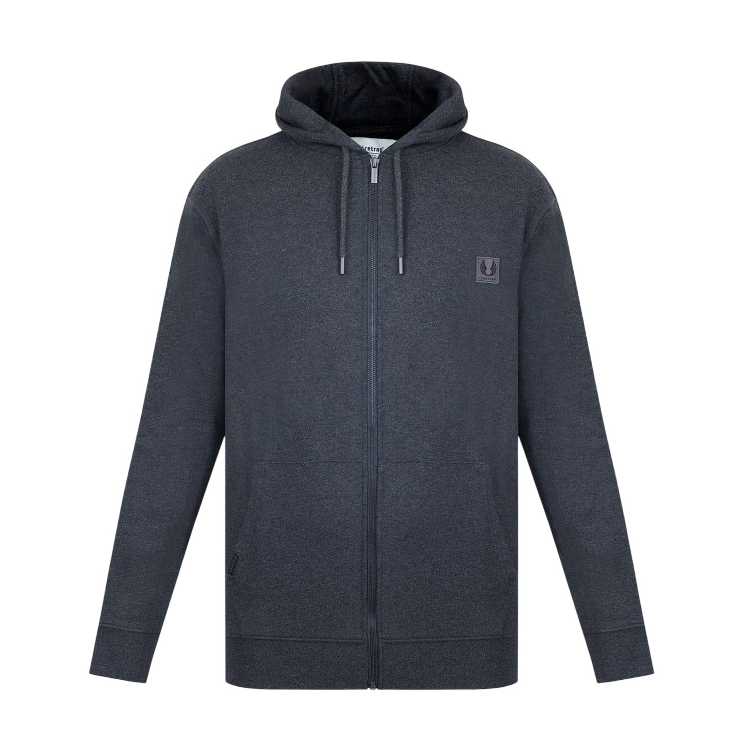 Charcoal Marl - Front - Firetrap Mens Logo Full Zip Hoodie