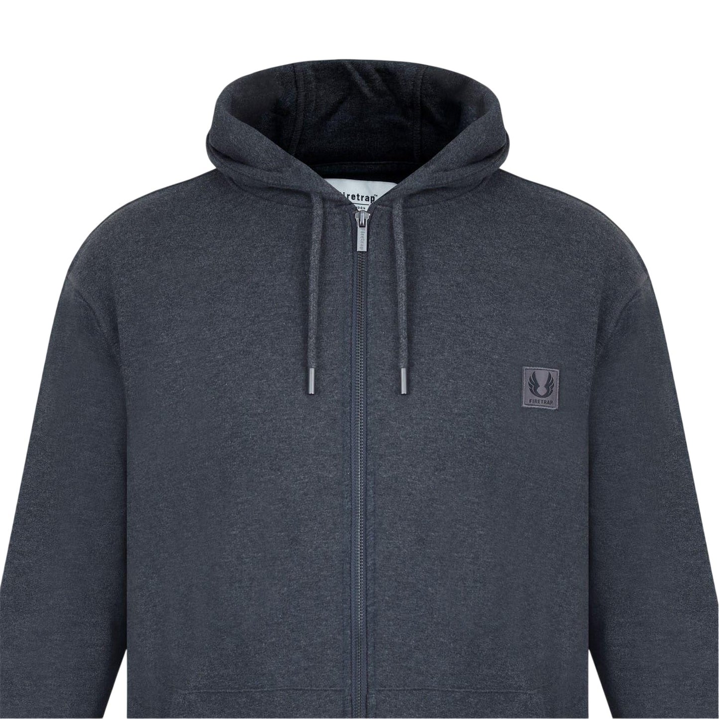 Charcoal Marl - Side - Firetrap Mens Logo Full Zip Hoodie