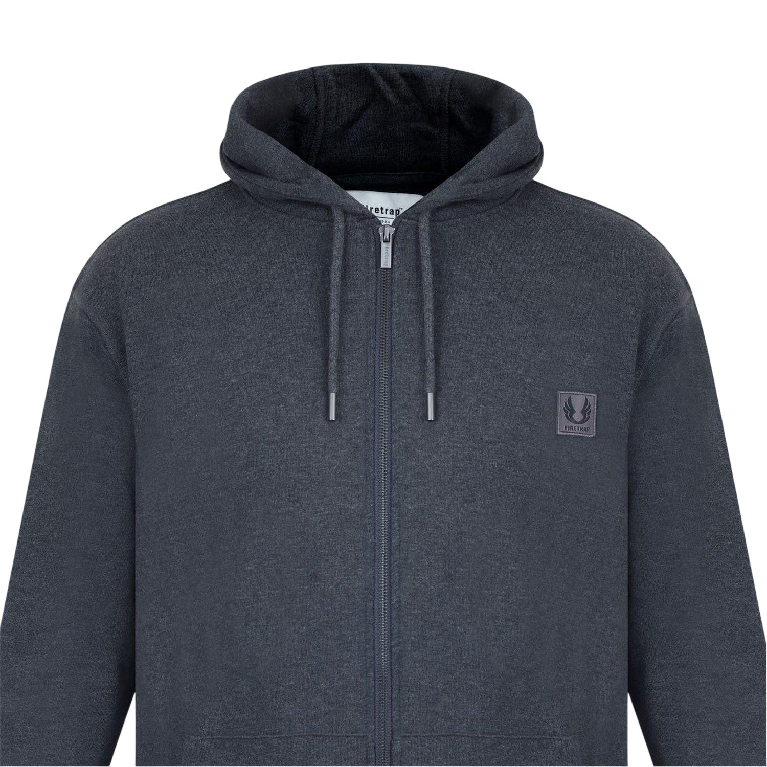 Charcoal Marl - Side - Firetrap Mens Logo Full Zip Hoodie
